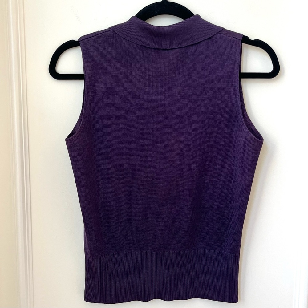 Vintage Ann Taylor 100% Silk Purple Sleeveless Button-Down Blouse Size Small - Picture 2 of 5